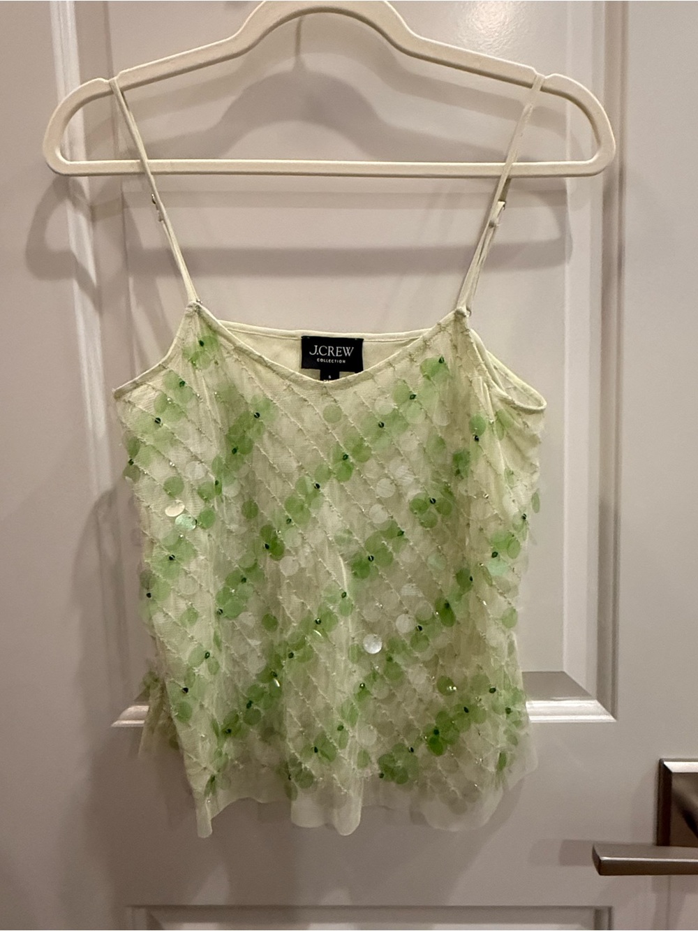 J. Crew Light Green Sequin Mesh Camisole